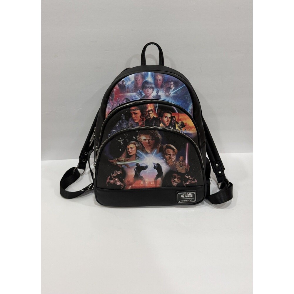 Loungefly Disney Star Wars Original Trilogy Mini Backpack Triple Pocket Black